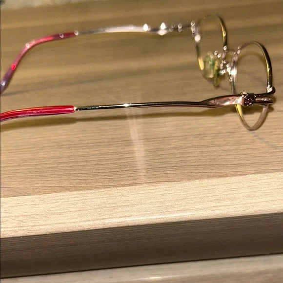 VINTAGE Givenchy GV38591 Silver Oval Wire Frames - Magenta Accents - Picture 4 of 6
